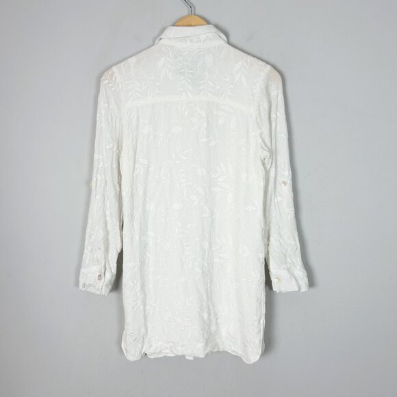 Plum Pretty Sugar Ivory Embroidered Sleep Shirt Floral Boho Size XS/S Women's - Picture 3 of 4